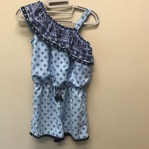 Girls Size large blue jumpsuit by Sequin hearts, EUC